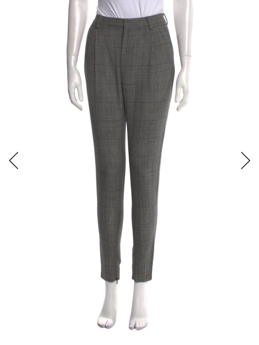 Saint Laurent Gray Plaid Tapered Trousers